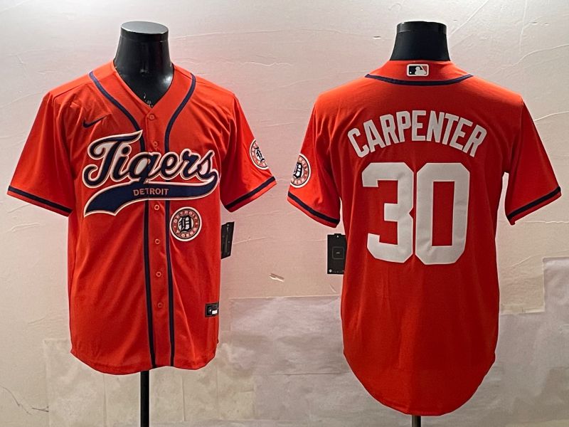 Men Detroit Tigers #30 Carpenter Orange Jointly Name 2025 Nike MLB Jersey style 6->detroit tigers->MLB Jersey